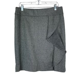 Talbots Charcoal Gray Pencil Skirt with Side Ruffle Detail